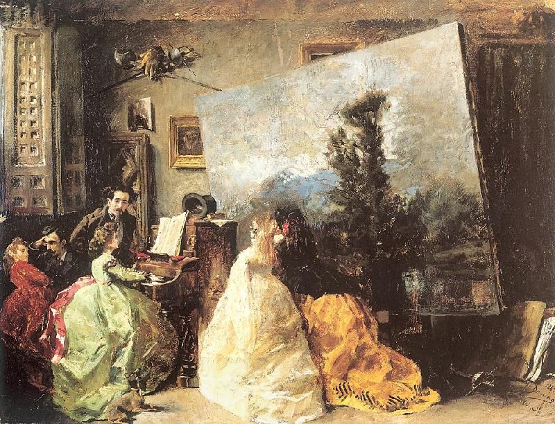 Marques, Francisco Domingo Interior of Munoz Degrain's Studio in Valencia oil painting picture
